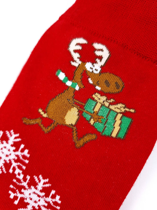 Sokken „Very Happy Rendier”: 41-47 (8-10) vrolijk rendier