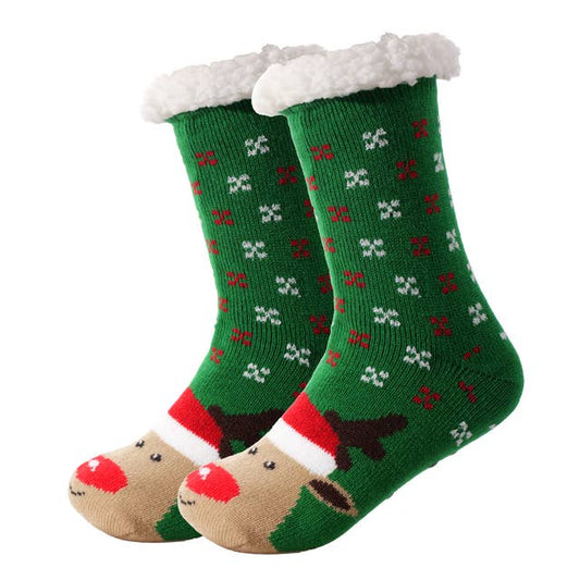 Cosy Socks Groen met Rudolph: dikke warme kerstsokken