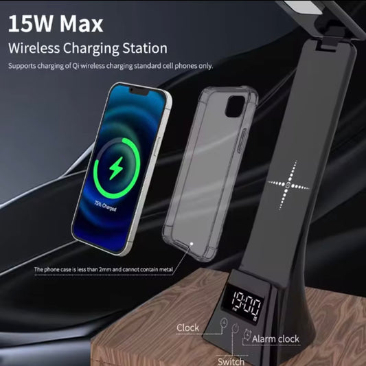 15 watt oplaadstation en dimbare lamp zwart