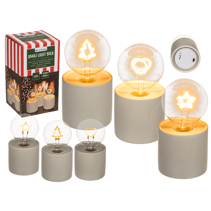 Lamp met motief, kerstmis, 8,5 x 16 cm hart ster of kerstboom