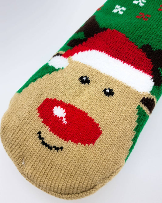 Cosy Socks Groen met Rudolph: dikke warme kerstsokken