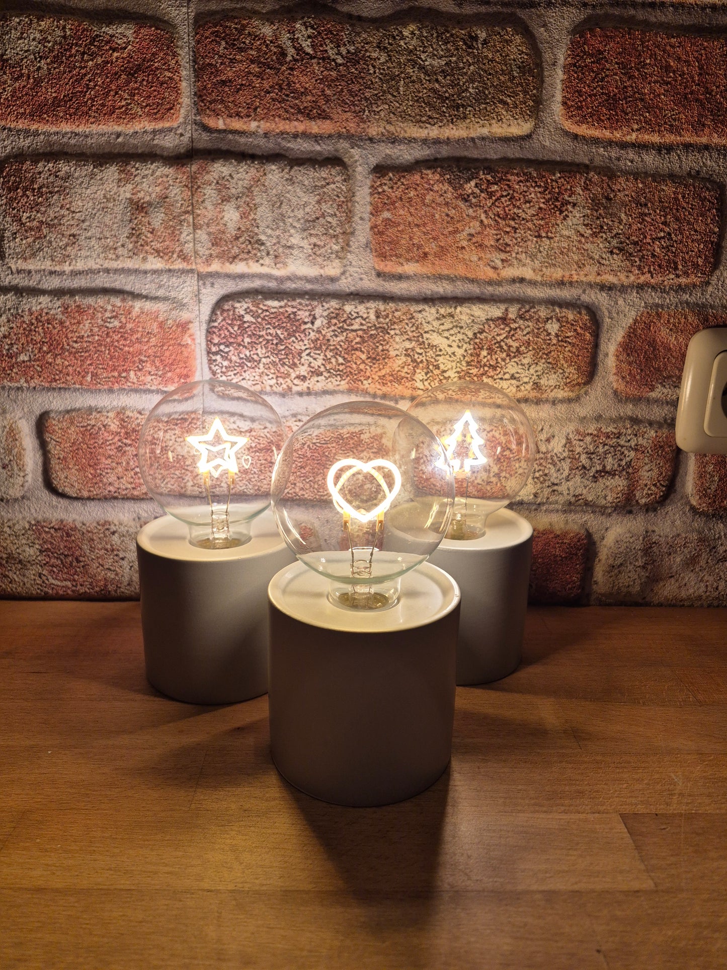Lamp met motief, kerstmis, 8,5 x 16 cm hart ster of kerstboom
