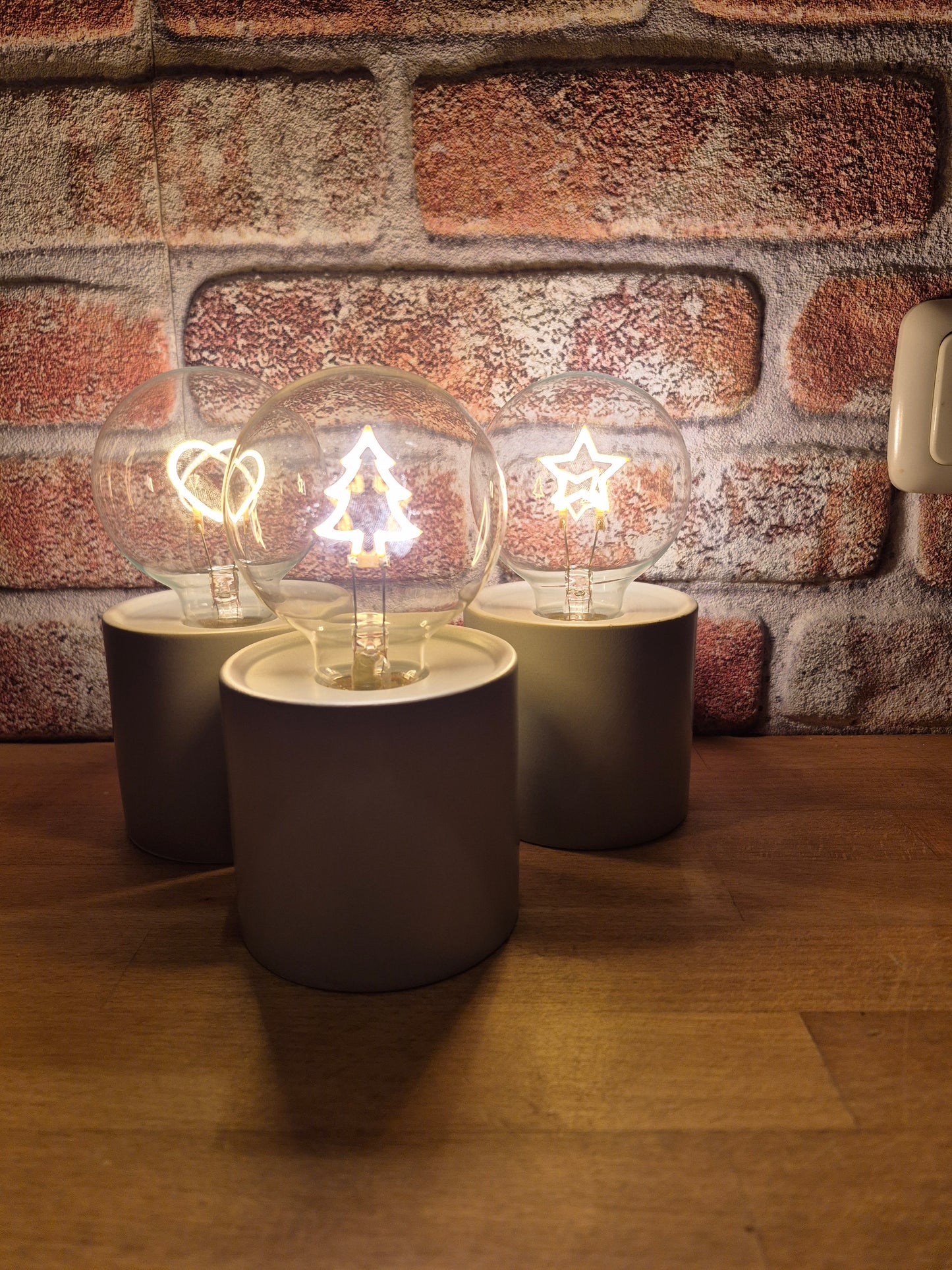 Lamp met motief, kerstmis, 8,5 x 16 cm hart ster of kerstboom