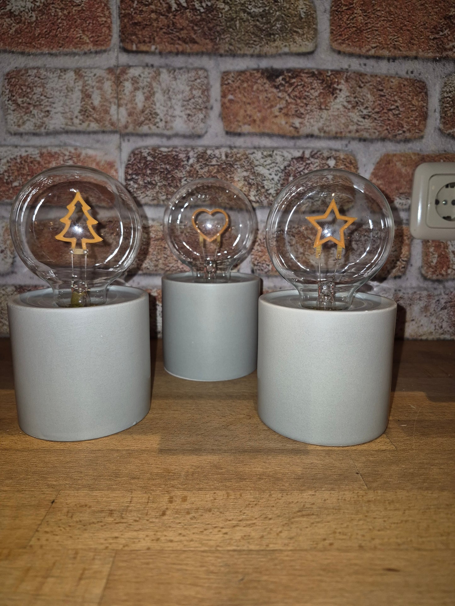 Lamp met motief, kerstmis, 8,5 x 16 cm hart ster of kerstboom